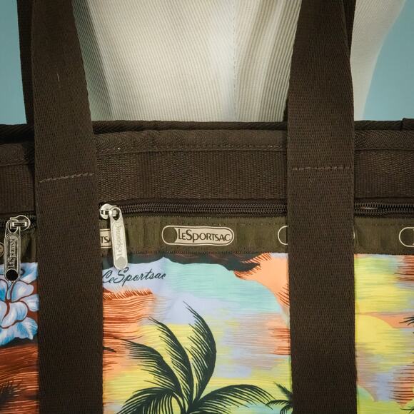 LeSportSac Tropical Hawaiian Palm Tree Ocean Medium Shoulder Bag Tote Purse - Picture 2 of 7